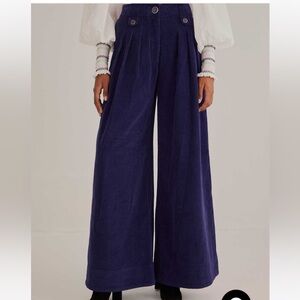 Navy Blue Low Waisted Tailored Pants